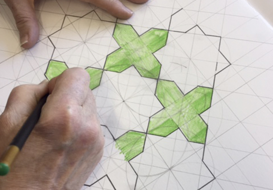 Arts for Wellbeing - Geometry and ink painting course led by artist Sara Choudhrey for ACAVA and NHS