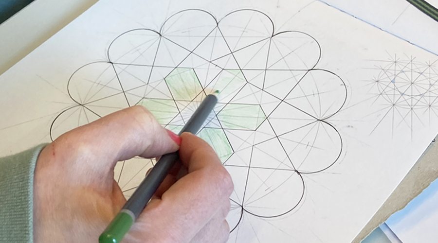 Geometric pattern wellbeing workshop led by Sara Choudhrey at the V&A Dundee