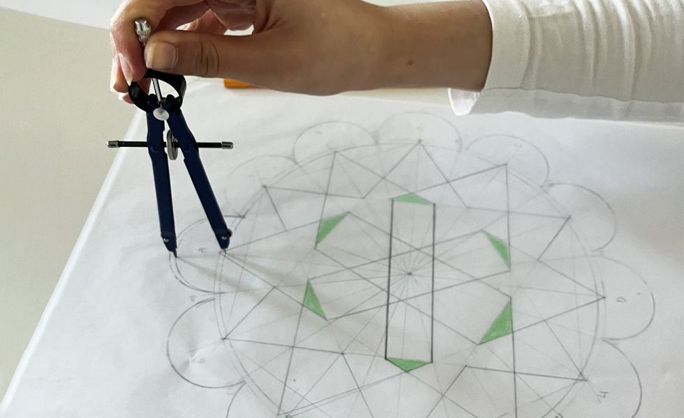 Geometric pattern wellbeing workshop led by Sara Choudhrey at the V&A Dundee