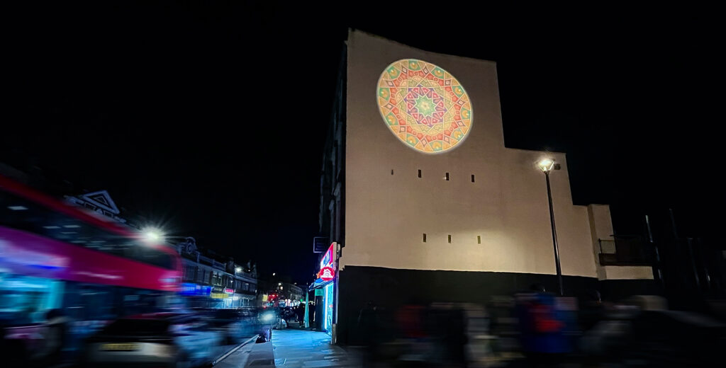 Sara Choudhrey, Samara, 2026. Installation view Light Up Kilburn 2026