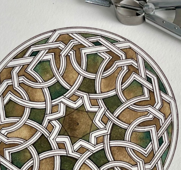 Maghrebi Curvilinear Roundels taught by Sara Choudhrey at the King's Foundation School of Traditional Arts